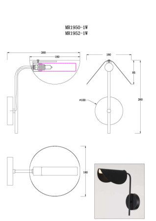 Настенные бра — Бра MyFar MR1952-1W купить в 