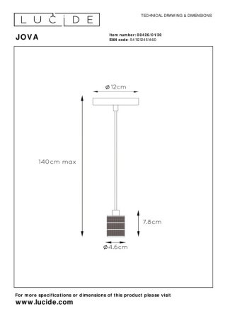 Подвесные светильники — Подвесной светильник LUCIDE 08426/01/30 купить в 