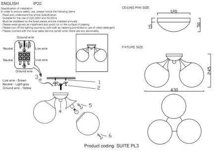 Люстры накладные — Накладная люстра Crystal Lux SUITE PL3 BRONZE купить в 