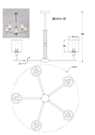 Люстры на штанге — Люстра на штанге MyFar MR1913-5P купить в 