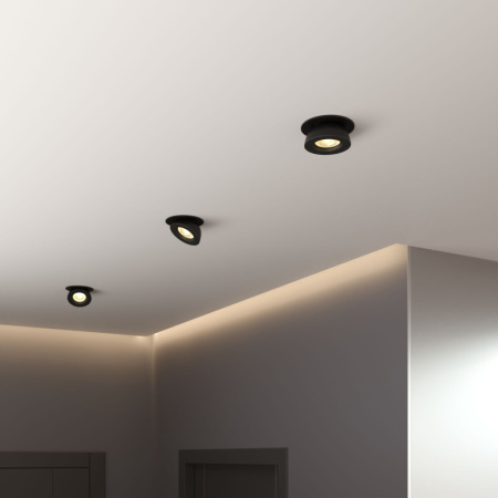 Встраиваемые точечные светильники — Встраиваемый светильник Elektrostandard Pruno черный 8W 4200К (25080/LED) купить в 