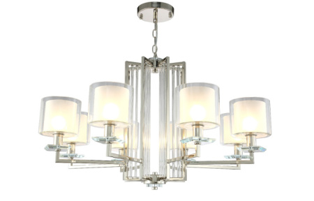 Люстры подвесные — Подвесная люстра Crystal Lux NICOLAS SP-PL8 NICKEL/WHITE купить в 