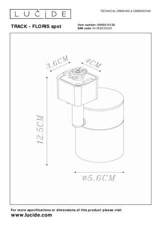 Трековые светильники — Светильник на шине LUCIDE 09952/01/30 купить в 