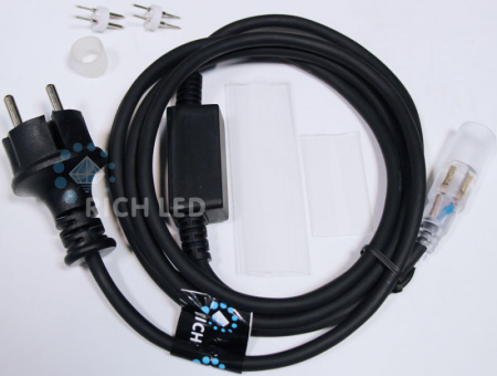 Комплекты подключения для дюралайта — Комплект подключения Rich LED RL-220AC/DC-2-1.5A-B купить в 