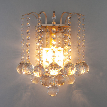 Настенные бра — Бра Eurosvet 3299/2 белый с золотом/прозрачный хрусталь Strotskis купить в 