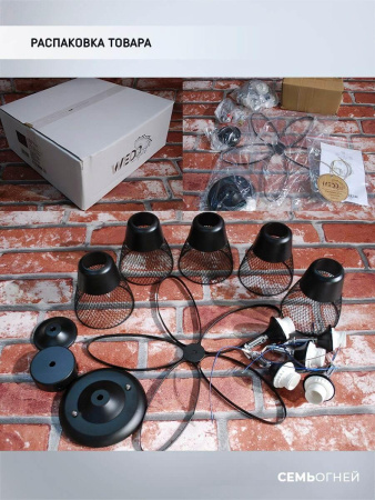 Люстры на штанге — Потолочная люстра Seven Fires Berat WD3525/5C-BK-CR-BK купить в 