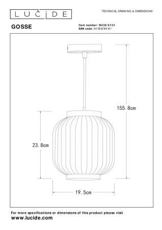 Подвесные светильники — Подвесной светильник LUCIDE 13435/01/31 купить в 