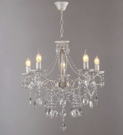 Люстры подвесные — 2609/5 белый с патиной золото купить в 