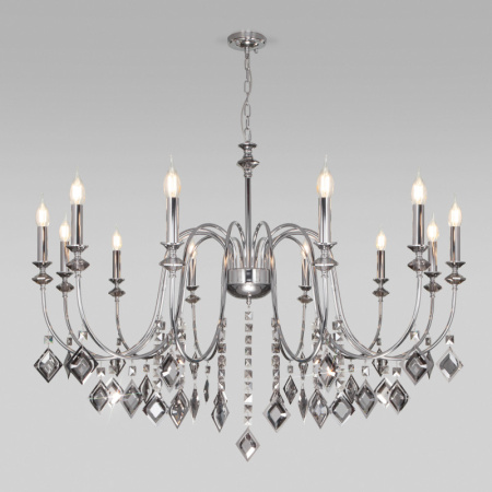 Люстры подвесные — Подвесная люстра Eurosvet 10120/12 хром/дымчатый хрусталь Strotskis Smart (10110/12) купить в  Люстры подвесные — Подвесная люстра Eurosvet 10120/12 хром/дымчатый хрусталь Strotskis Smart (10110/12) купить в