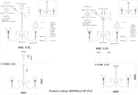 Люстры подвесные — Подвесная люстра Crystal Lux MARSELA SP-PL6 NICKEL купить в 