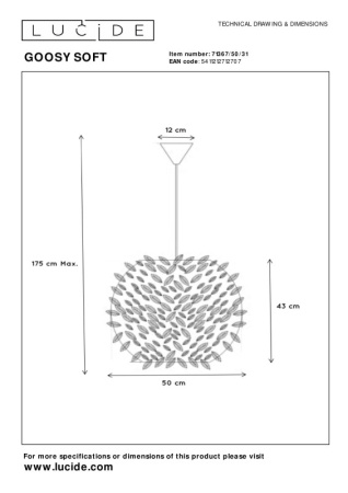 Подвесные светильники — Подвесной светильник LUCIDE 71367/50/31 купить в 