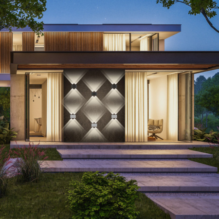 Уличные настенные светильники — Светильник настенный Elektrostandard 1555 TECHNO LED TWINKY DOUBLE серый купить в 