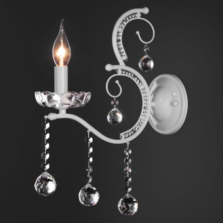 Настенные бра — Бра Eurosvet 10107/1 глянцевый белый/прозрачный хрусталь Strotskis купить в 
