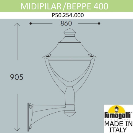 Уличные настенные светильники — Светильник настенный Fumagalli P50.254.000.AXH27 купить в 