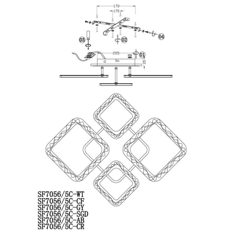 Потолочные люстры — Потолочная люстра Seven Fires Vestejn SF7056/5C-SGD-RGB купить в 