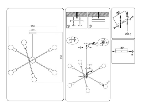 Люстры на штанге — Люстра на штанге Ambrella Light TR80432 купить в  Люстры на штанге — Люстра на штанге Ambrella Light TR80432 купить в