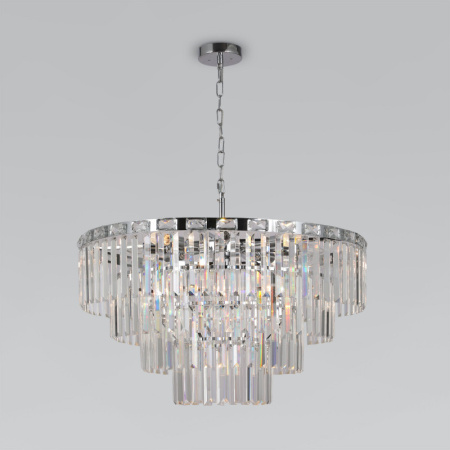 Люстры каскадные — Каскадная люстра Eurosvet 10130/10 хром/прозрачный хрусталь Strotskis купить в 