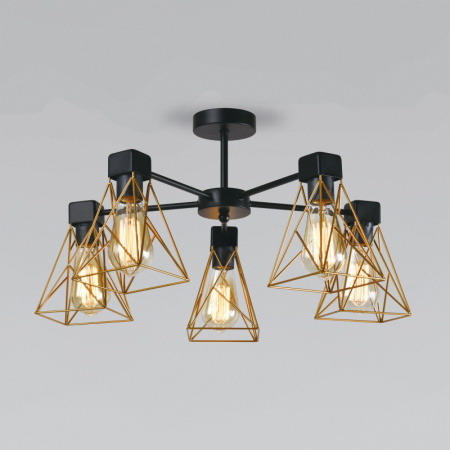 Люстры на штанге — Люстра на штанге Eurosvet 70107/5 черный/латунь купить в 