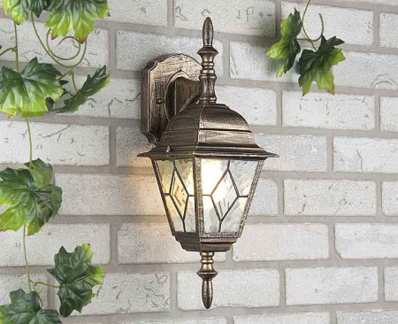 Уличные настенные светильники — Светильник настенный Elektrostandard Vega D черное золото купить в 