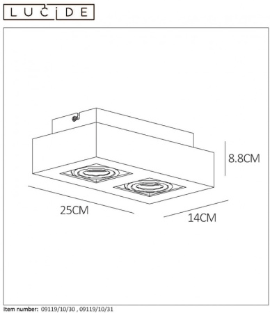 Накладные точечные светильники — Накладной светильник LUCIDE 09119/10/30 купить в  Накладные точечные светильники — Накладной светильник LUCIDE 09119/10/30 купить в