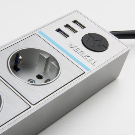 Розетки — Розетка Werkel WL20-04-03 серебряный/серебряный рифленый купить в 