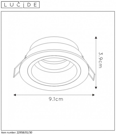 Встраиваемые точечные светильники — Встраиваемый светильник LUCIDE 22958/01/30 купить в 