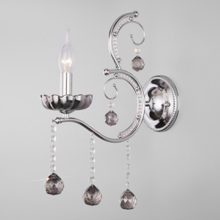 Настенные бра — Бра Eurosvet 10107/1 хром/дымчатый хрусталь Strotskis купить в  Настенные бра — Бра Eurosvet 10107/1 хром/дымчатый хрусталь Strotskis купить в