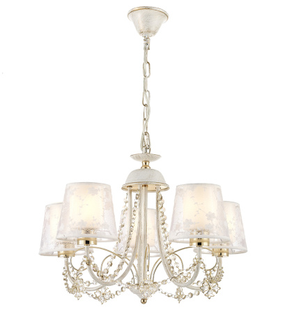 Люстры подвесные — 3056/5 белый с золотом+золото купить в 