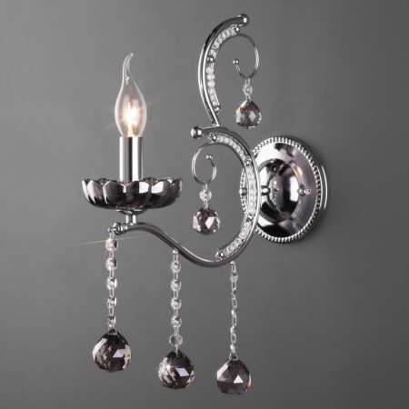 Настенные бра — Бра Eurosvet 10107/1 хром/дымчатый хрусталь Strotskis купить в  Настенные бра — Бра Eurosvet 10107/1 хром/дымчатый хрусталь Strotskis купить в