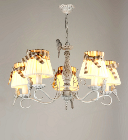 Люстры подвесные — 3083/5 белый с патиной золото купить в 