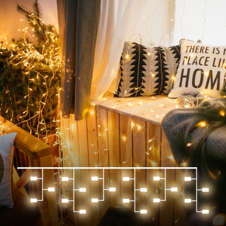 Светодиодные занавесы — Светодиодный занавес Eurosvet 200-001 теплый белый 1,5*1м IP20 купить в 