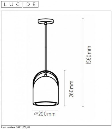 Подвесные светильники — Подвесной светильник LUCIDE 20411/01/41 купить в 
